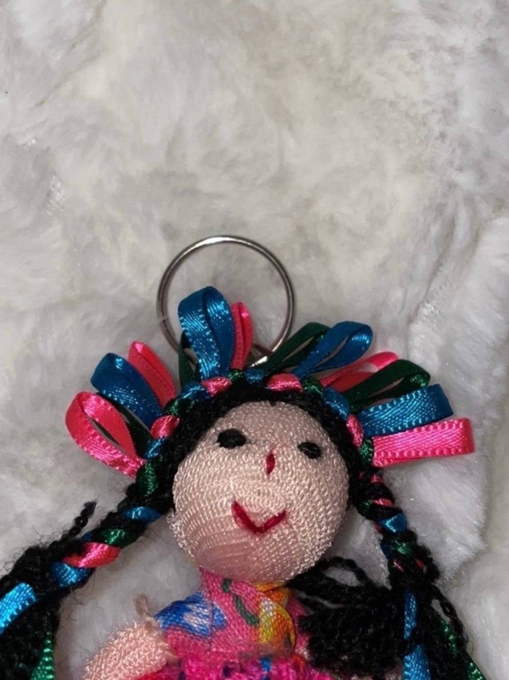 Handcrafted Pink Ribbon Doll Keychain Accessory - Picture 2 of 5